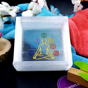 Selenite 7 Chakra Buddha Square Charging Bowl