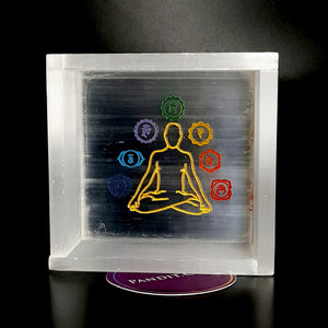 Selenite 7 Chakra Buddha Square Charging Bowl