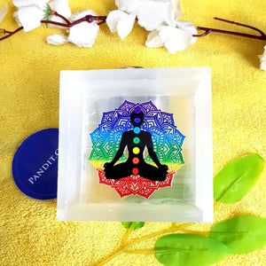 Selenite 7 Chakra Buddha Square Charging Bowl