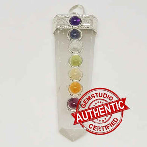 Selenite 7 Chakra Pencil Pendant