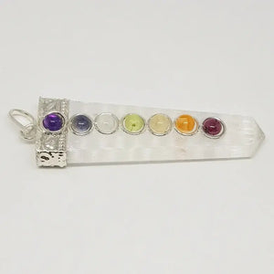 Selenite 7 Chakra Pencil Pendant