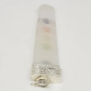 Selenite 7 Chakra Pencil Pendant
