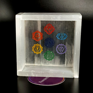 Selenite 7 Chakra Square Charging Bowl