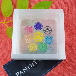 Selenite 7 Chakra Square Charging Bowl