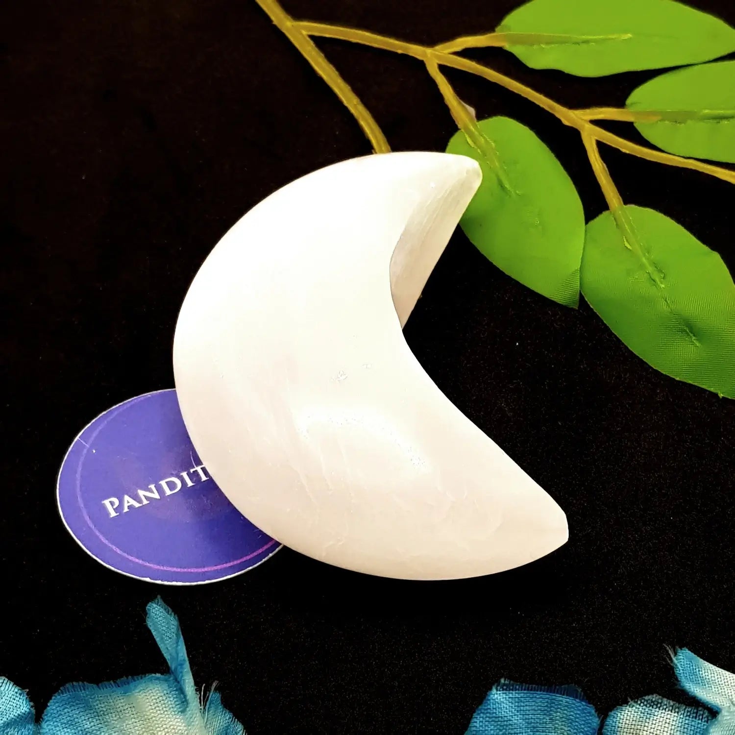 Selenite Crescent Moon — main pendant view