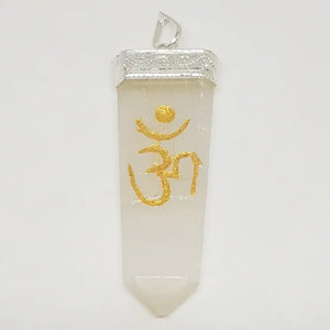 Selenite Om Pencil Pendant