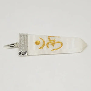 Selenite Om Pencil Pendant