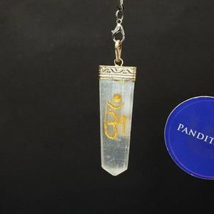 Selenite Om Pencil Pendant