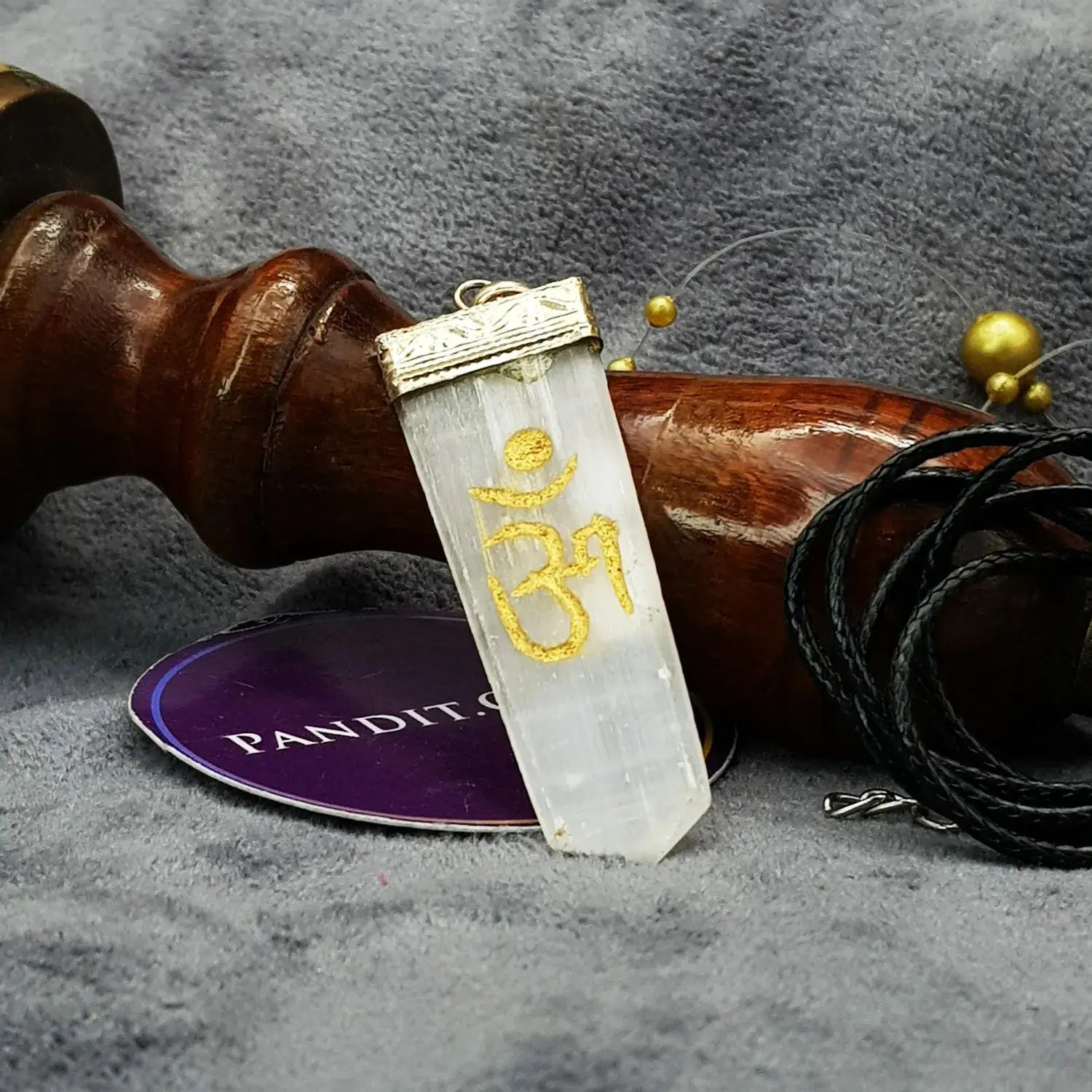 Selenite Om Pencil Pendant