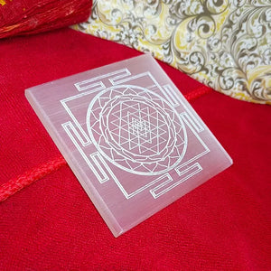 Selenite Shree Yantra Charging Plate