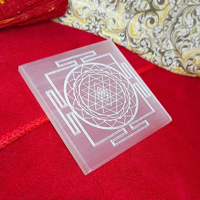 Selenite Shree Yantra Charging Plate