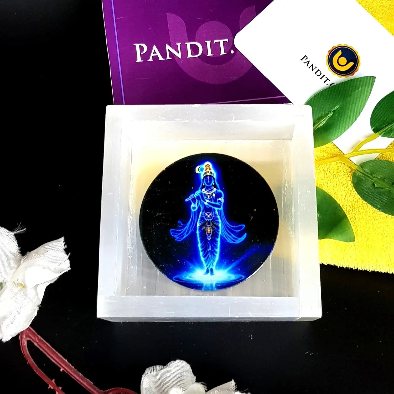 Selenite Shri Krishna Square Charging Bowl