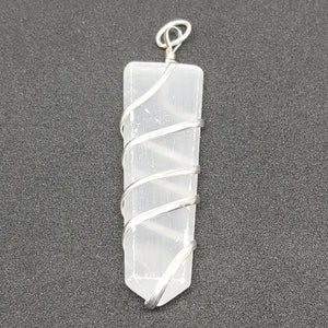Selenite Spiral Pencil Pendant