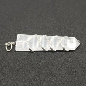 Selenite Spiral Pencil Pendant
