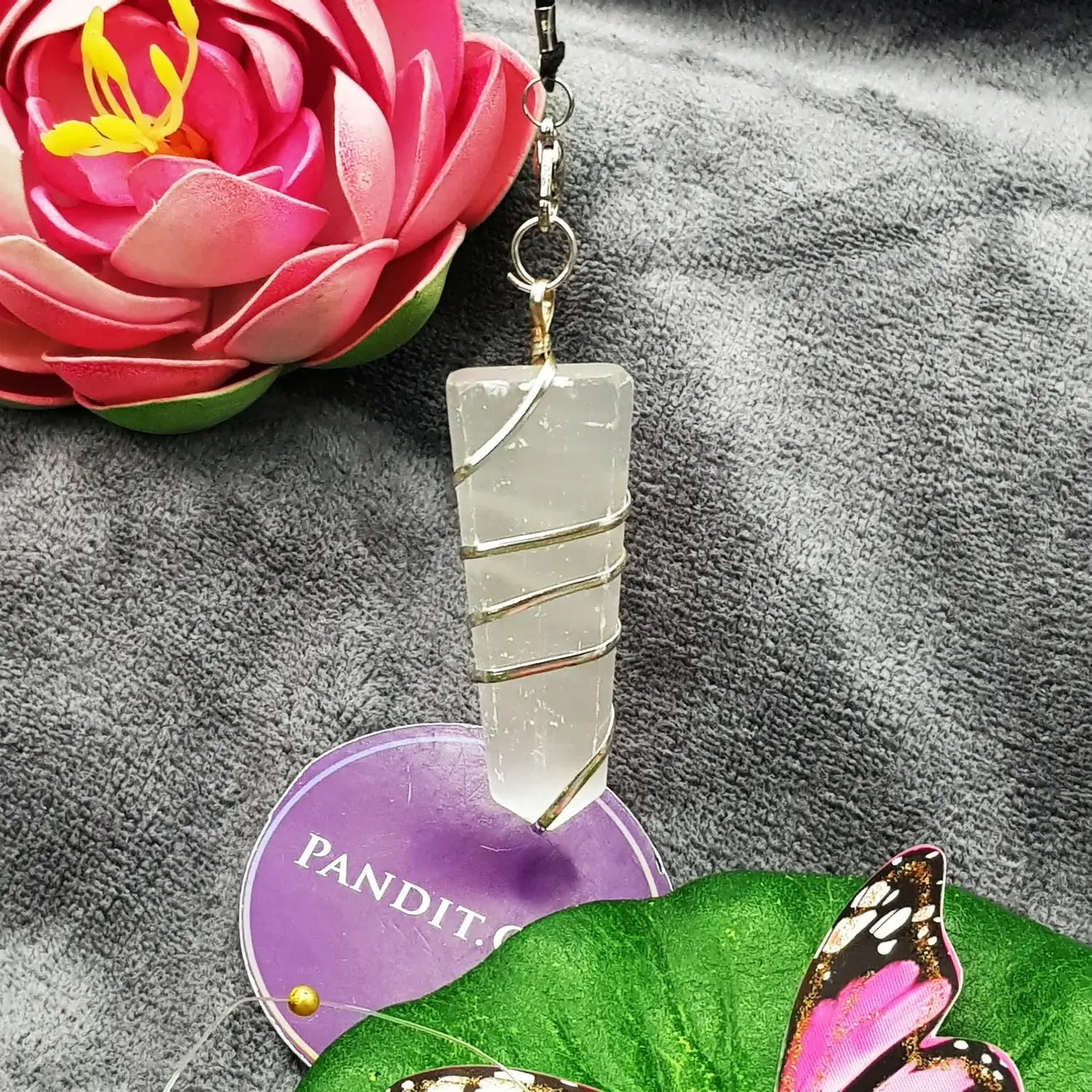 Selenite Spiral Pencil Pendant