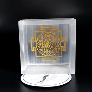 Selenite Shree Yantra Square Charging Bowl