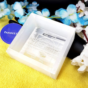 Selenite Square Charging Bowl With Shree Yantra