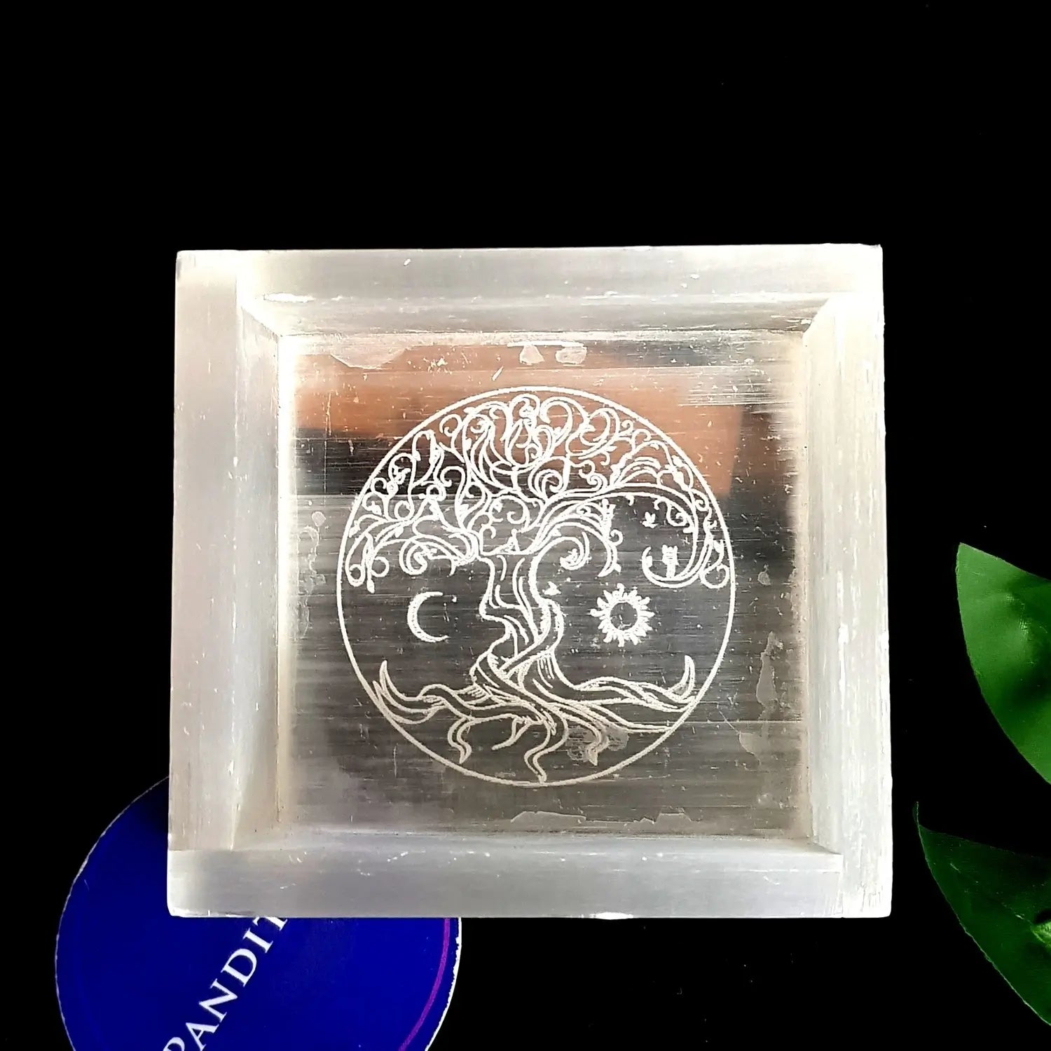 Selenite Tree Of Life Sun And Moon Square Charging Bowl