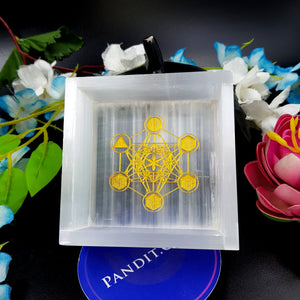 Selenite Urja Yantra Square Charging Bowl