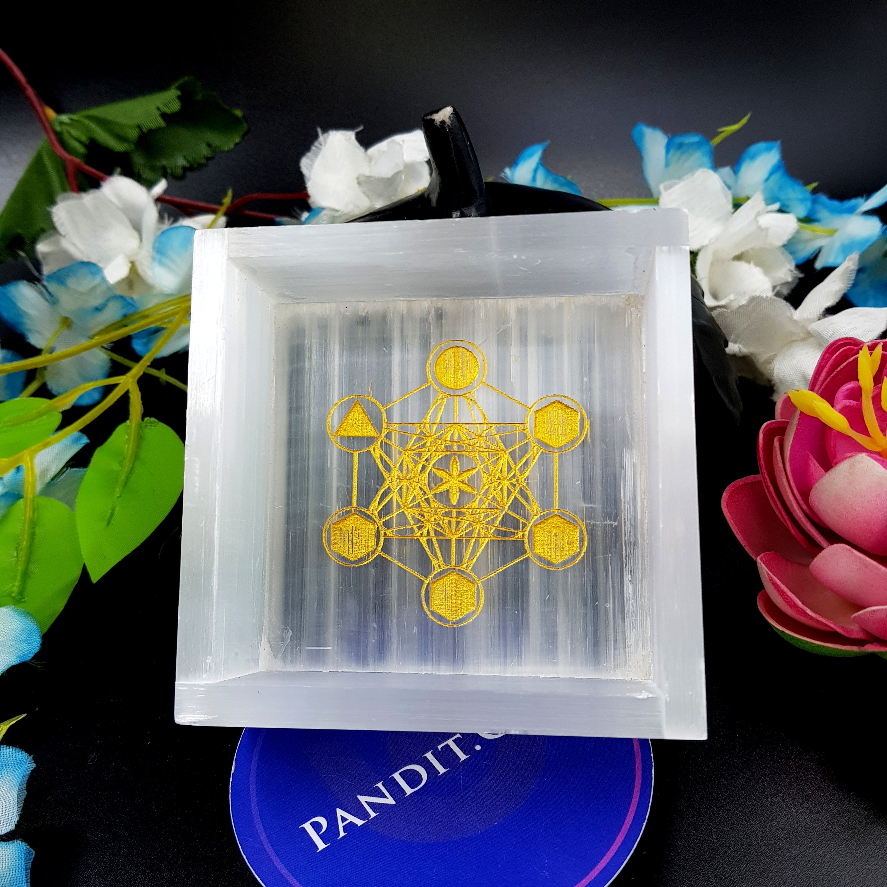 Selenite Urja Yantra Square Charging Bowl