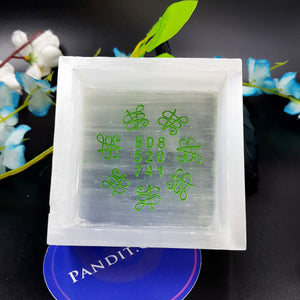 Selenite Zibu Symbol Square Charging Bowl