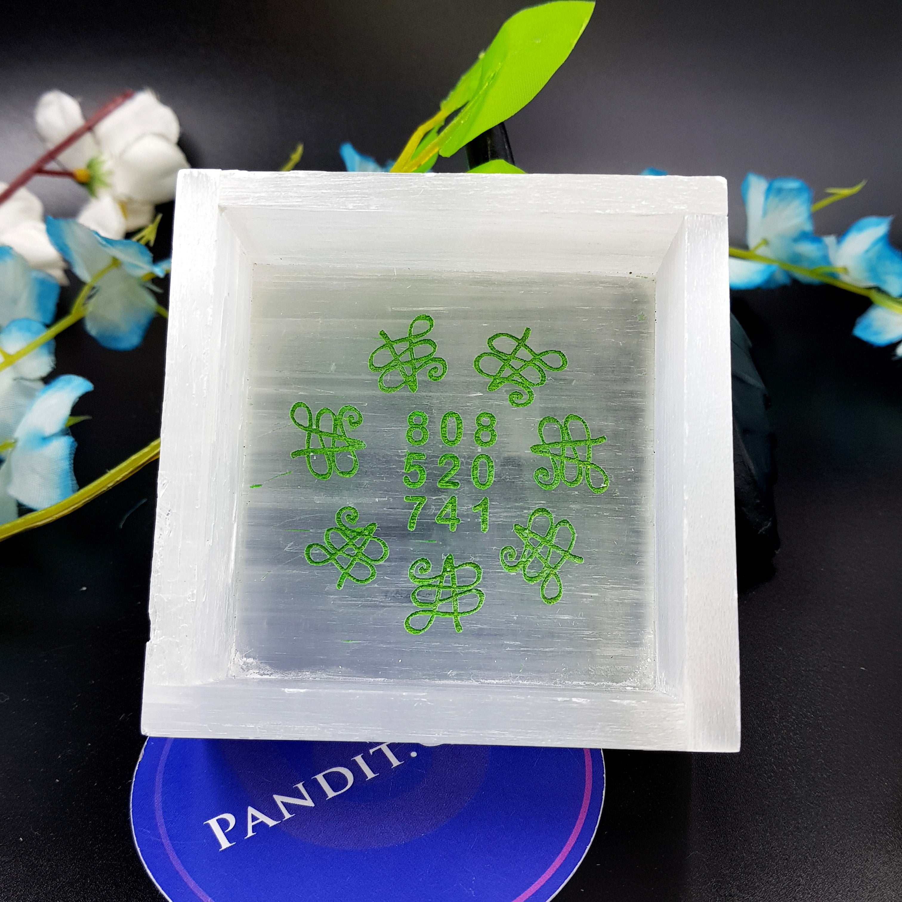 Selenite Zibu Symbol Square Charging Bowl