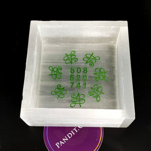 Selenite Zibu Symbol Square Charging Bowl