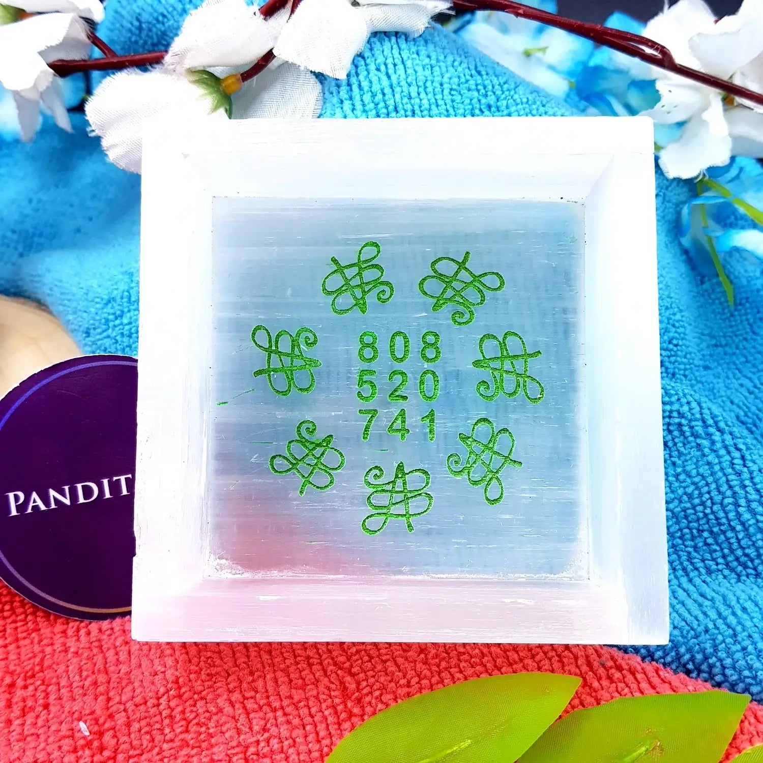 Selenite Zibu Symbol Square Charging Bowl