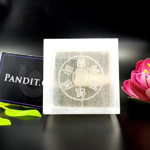 Selenite Zibu Symbol Square Charging Bowl