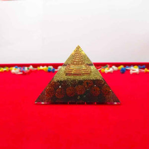 Shree Yantra Orgone Pyramid with Rudraksha Beads