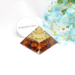 Shree Yantra Orgone Pyramid With Rudraksha Beads