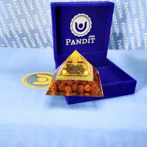 Shri Kuber Pyramid Yantra with 5 Mukhi Rudraksha Beads