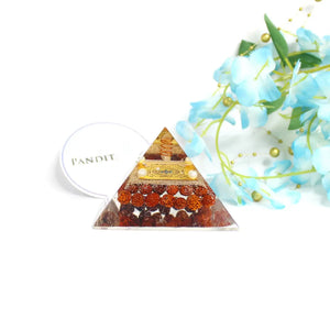 Shri Kuber Pyramid Yantra With 5 Mukhi Rudraksha Beads