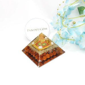 Shri Santan Gopal Pyramid Yantra With 5 Mukhi Rudraksha Beads