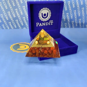 Shri Vyapar Vridhi Pyramid Yantra with 5 Mukhi Rudraksha Beads