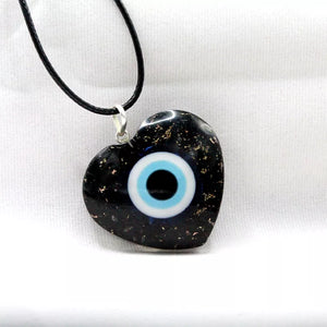 Shungite Evil Eye Heart Shaped Pendant