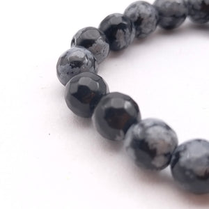 Snowflake Obsidian Diamond Cut Bracelet