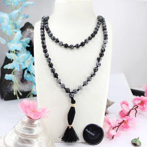 Snowflake Obsidian Mala