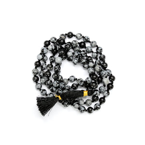 Snowflake Obsidian Mala