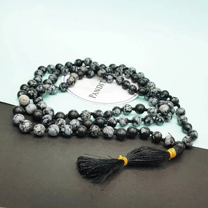 Snowflake Obsidian Mala