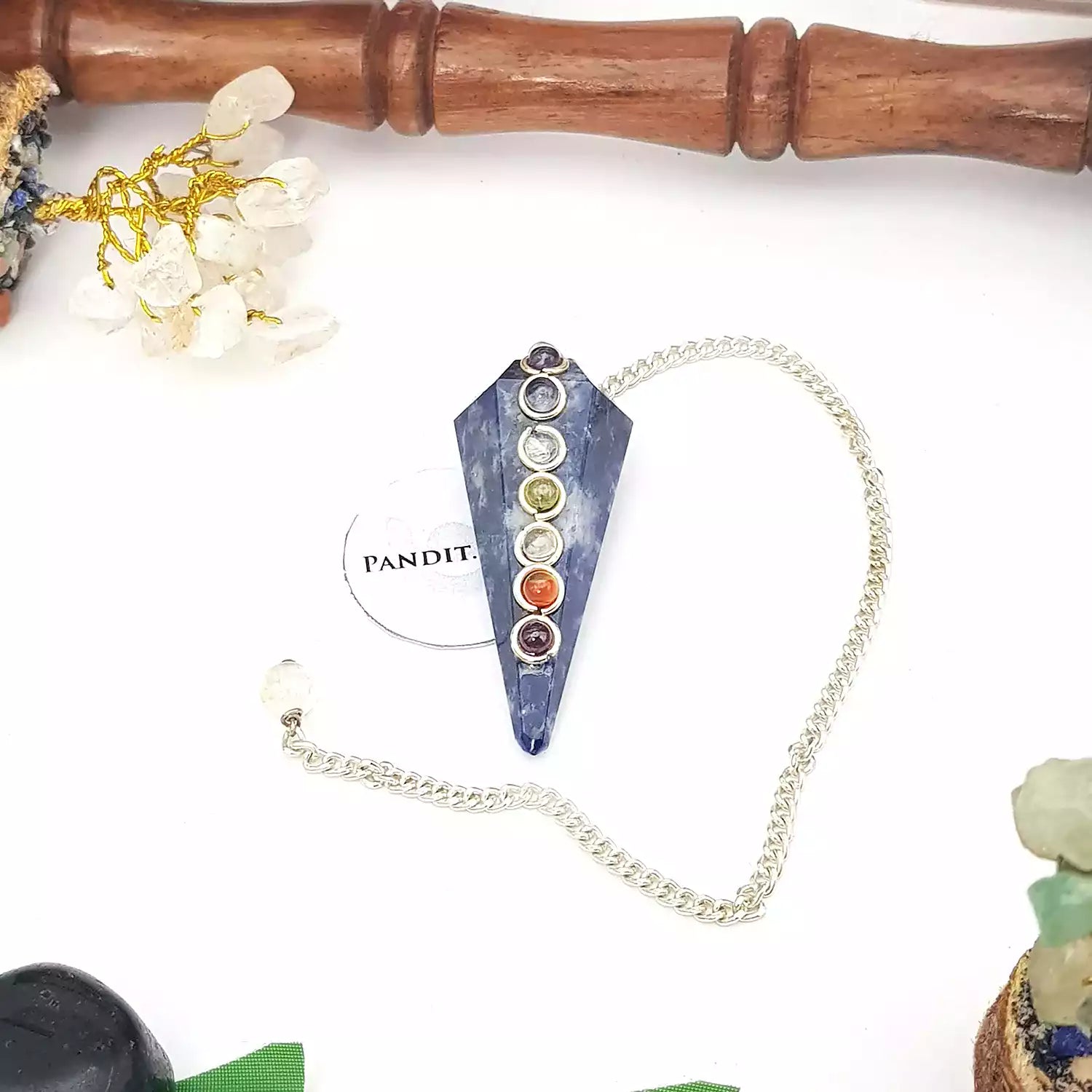 Sodalite 7 Chakra Dowsing Pendulum