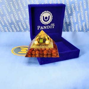 Sukh Samriddhi Pyramid Yantra with 5 Mukhi Rudraksha Beads