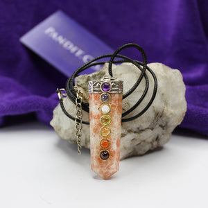 Sunstone 7 Chakra Pencil Pendant