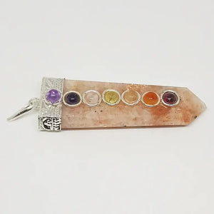 Sunstone 7 Chakra Pencil Pendant