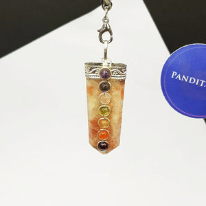 Sunstone 7 Chakra Pencil Pendant