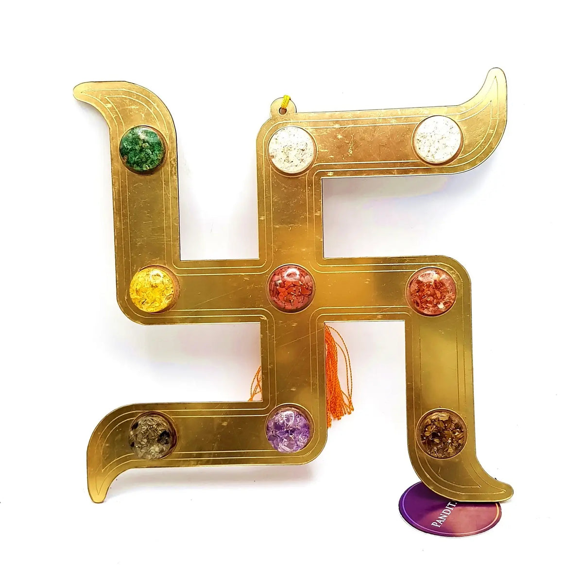 Swastik 9 Chakra Energy Plate — close-up detail showing texture and craftsmanship