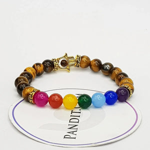 Tiger 7 Chakra with Hamza Symbol Bracelet