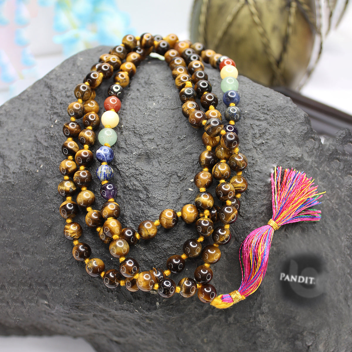 Tiger 7 Chakra Mala — full 108-bead mala view