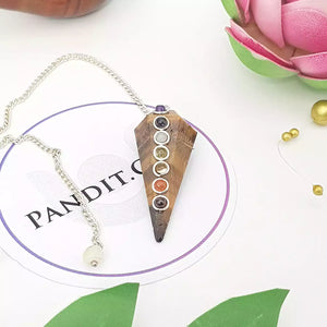 Tiger Eye 7 Chakra Dowsing Pendulum