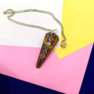 Tiger Eye 7 Chakra Dowsing Pendulum